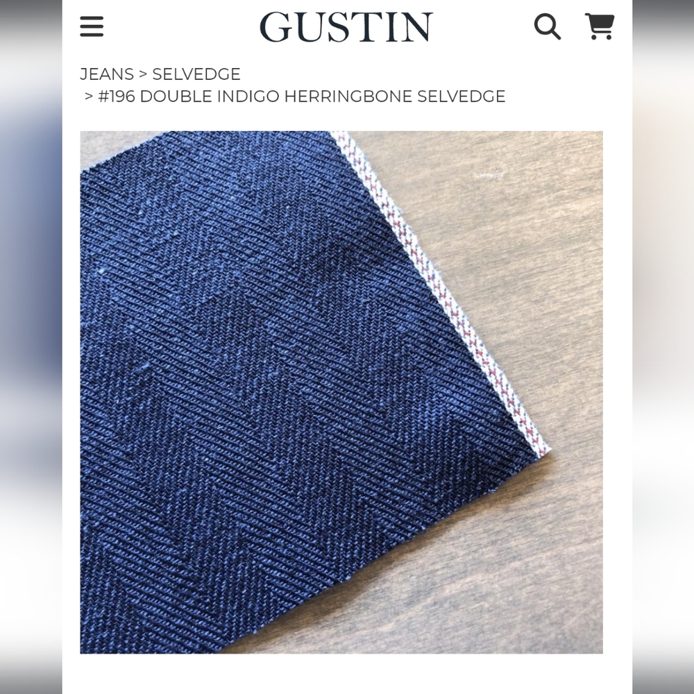 Gustin 34x36 Slim Double Indigo Herringbone Selvedge